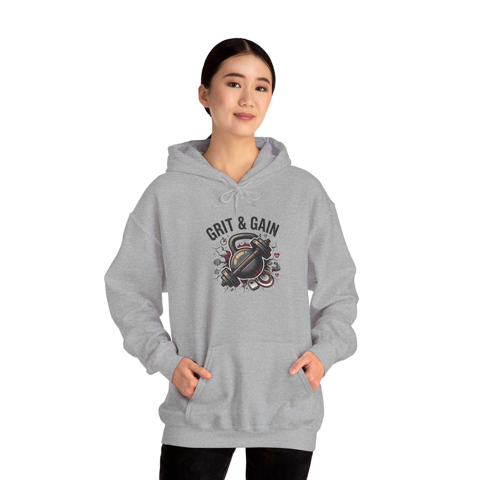 Grit & Gain Weightlifting Hoodie — Motivational Gym Pullover for Lifters