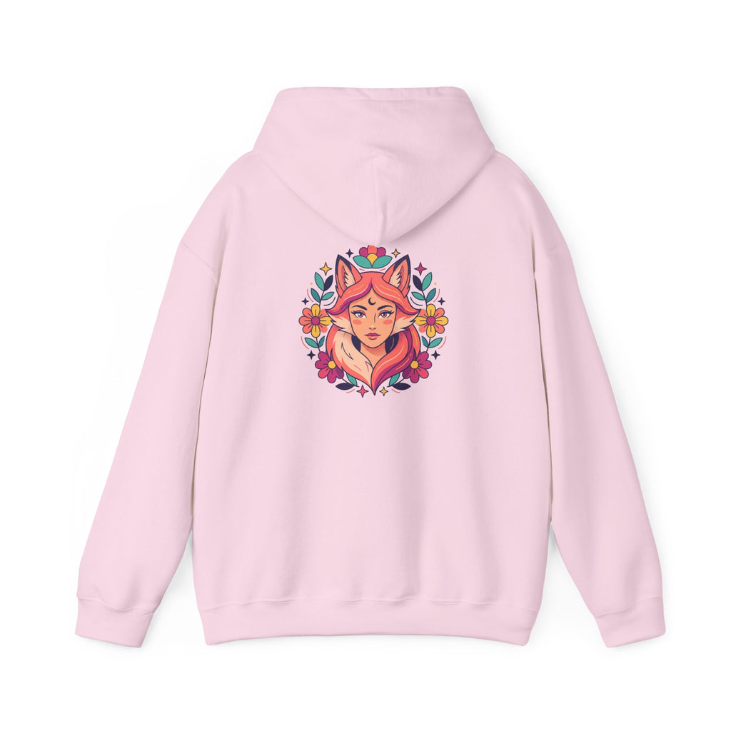 Wild Heart Free Spirit Floral Goddess Fox Hoodie - Front and Back Design