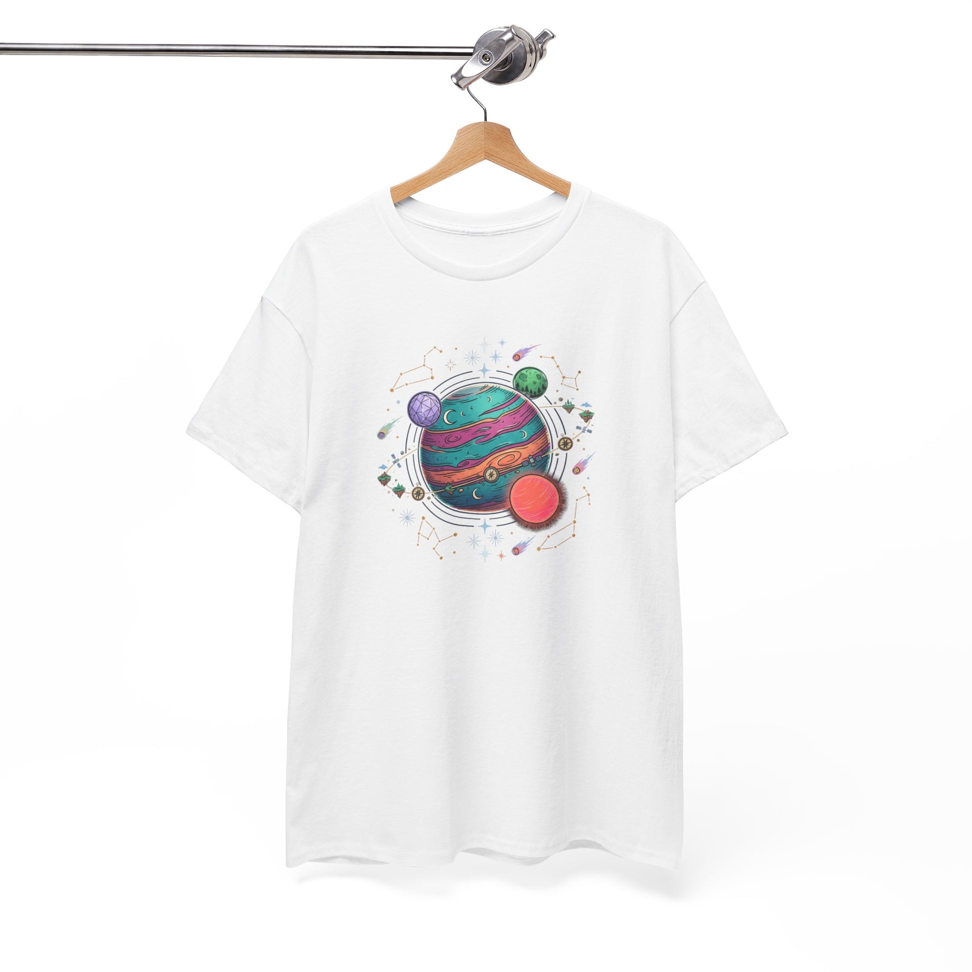 Planetary Watercolor Tee — Colorful Space Graphic T-Shirt