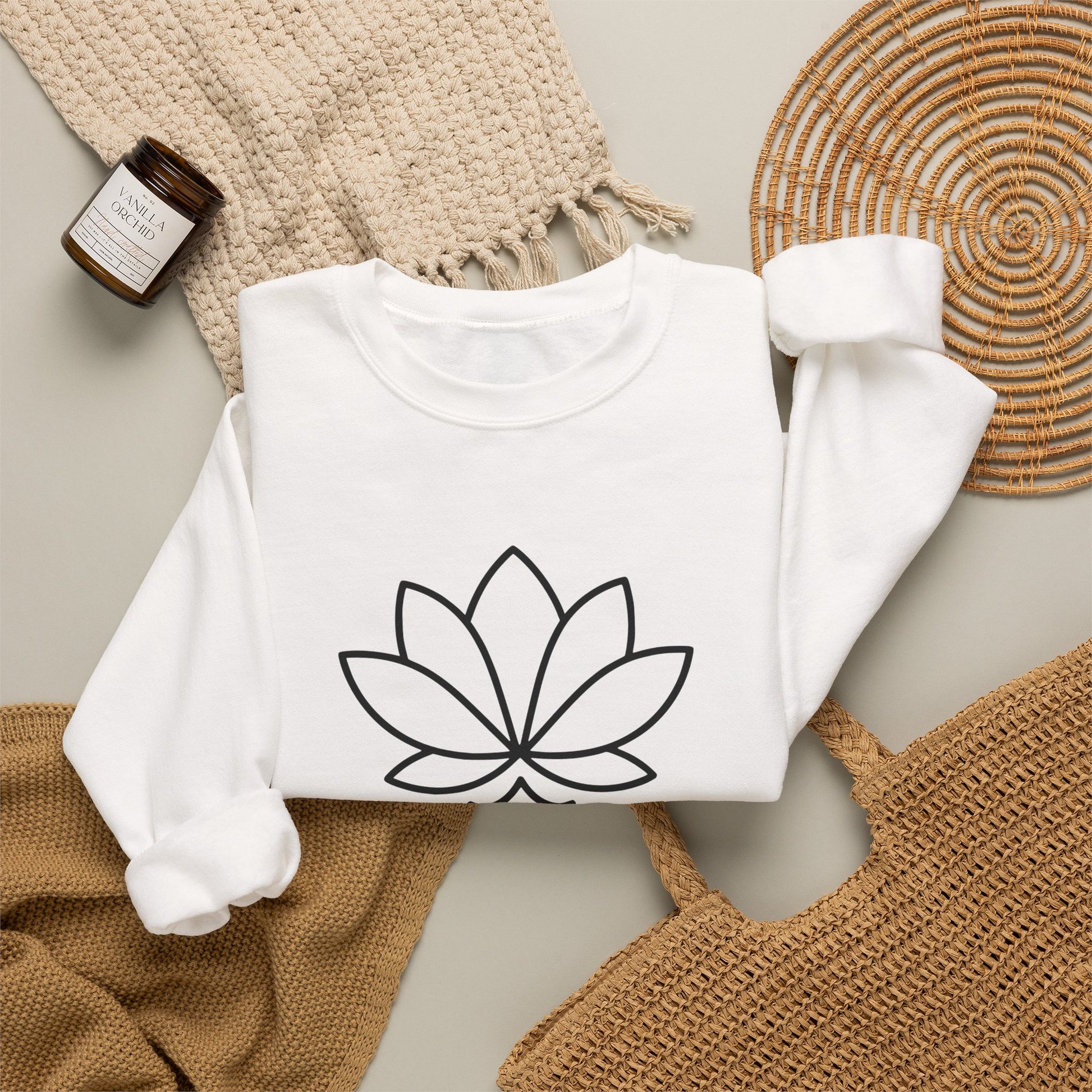 Personalised Lotus Sweatshirt – Custom Text Embroidered Style | Minimalist Mindfulness Crewneck | Custom Gift for Her I UK Only