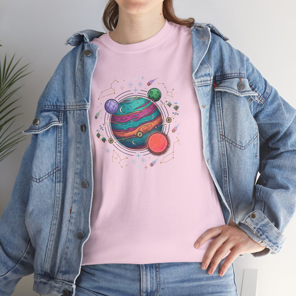 Planetary Watercolor Tee — Colorful Space Graphic T-Shirt