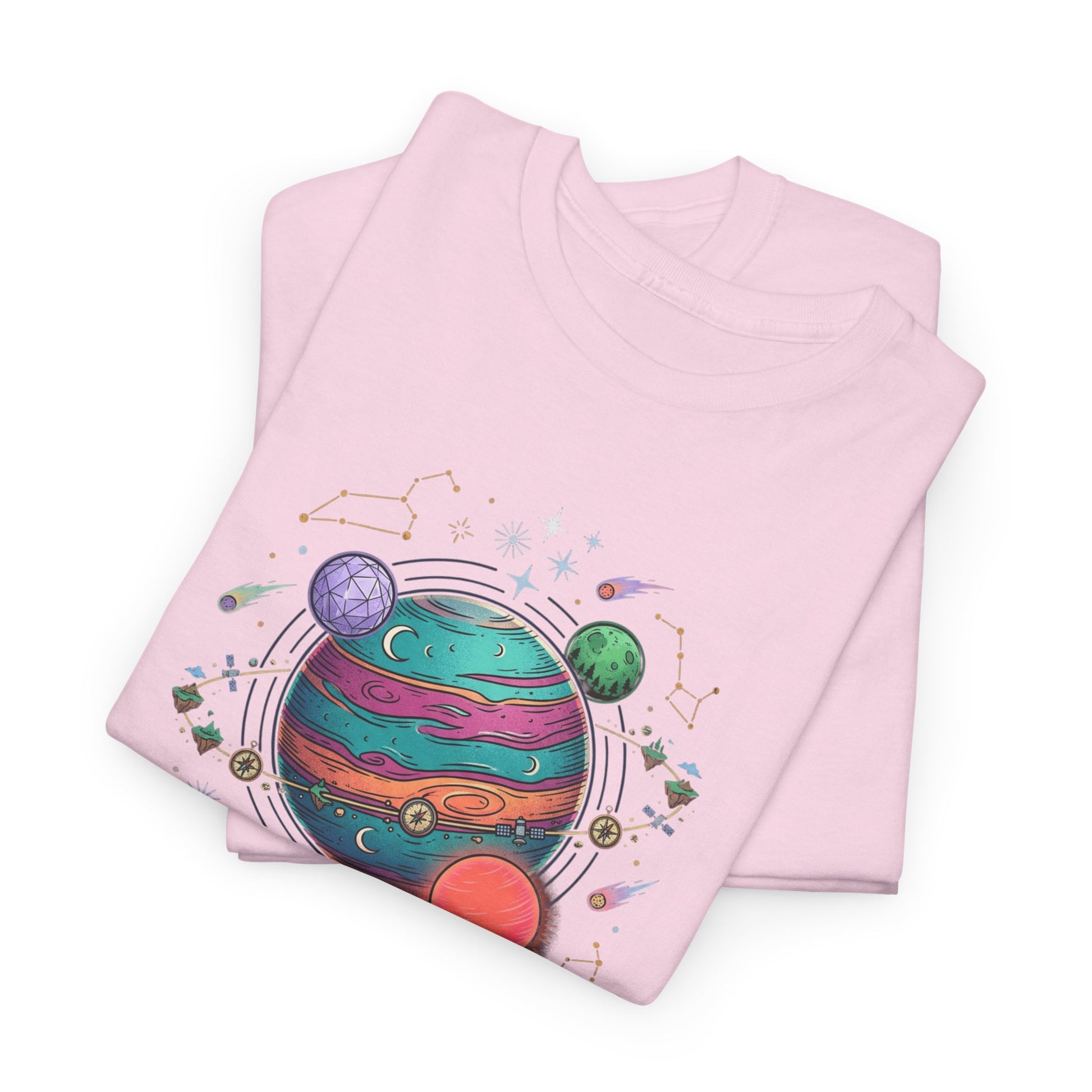 Planetary Watercolor Tee — Colorful Space Graphic T-Shirt