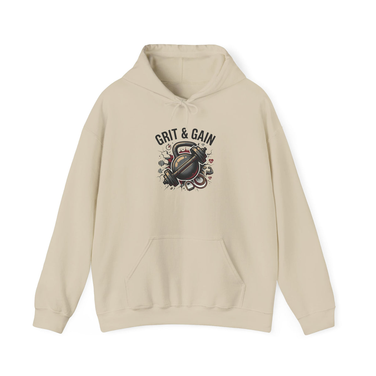 Grit & Gain Weightlifting Hoodie — Motivational Gym Pullover for Lifters