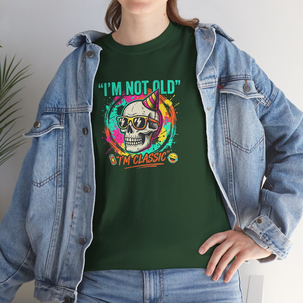 Vintage Skull Tee - "I'm Not Old, I'm Classic" Retro Skull Birthday Shirt