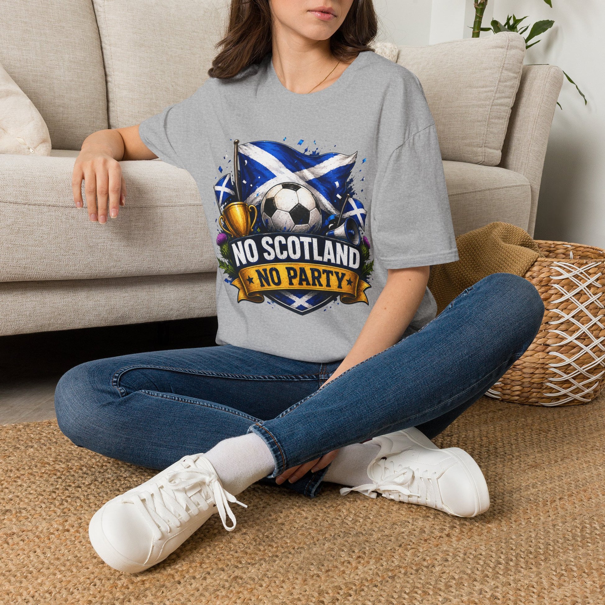 Football World Cup T‑Shirt — 'No Scotland No Party' Soccer Scotland Flag Tee