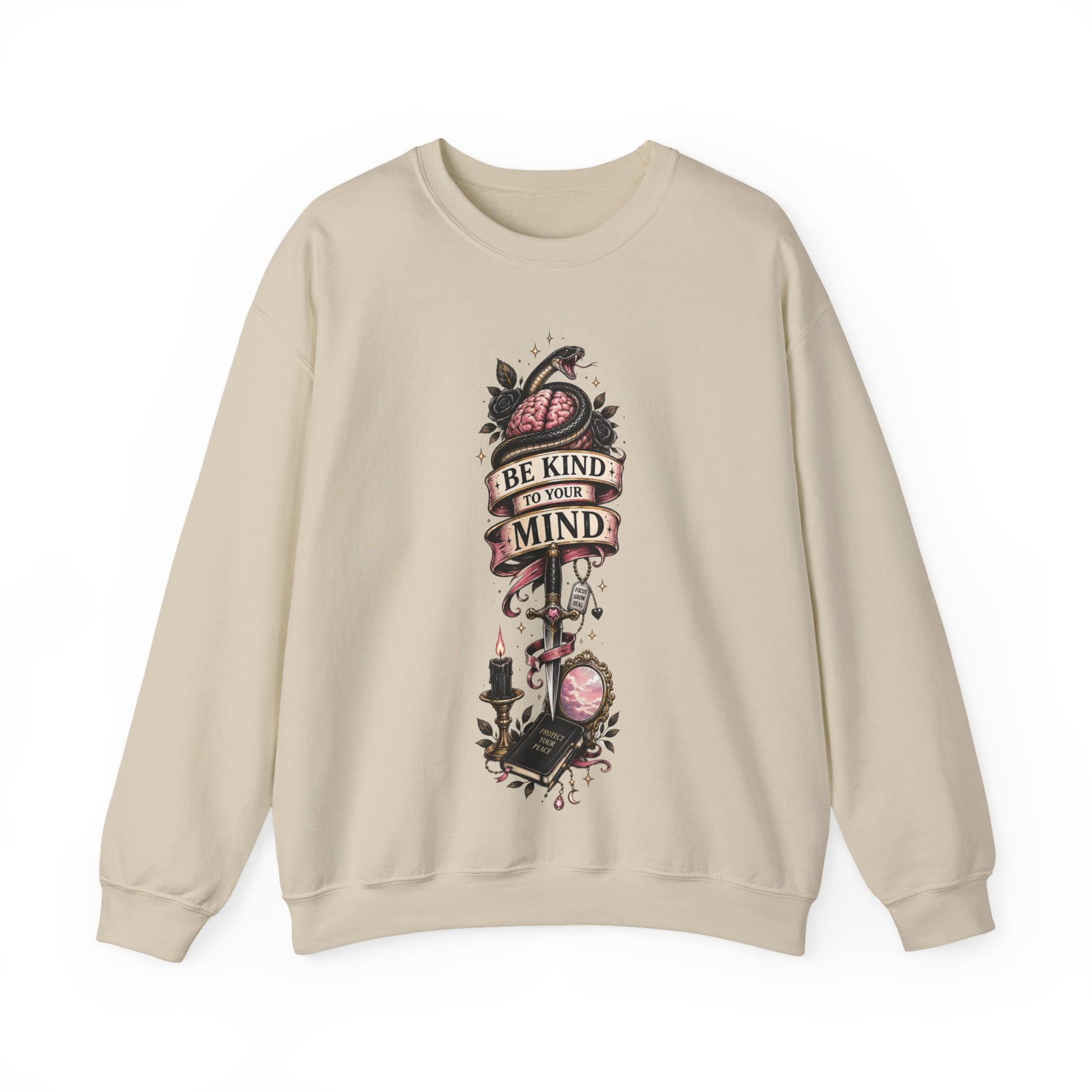 Be Kind to Your Mind Crewneck Sweatshirt | Mental Health Gift | Floral Tattoo Design