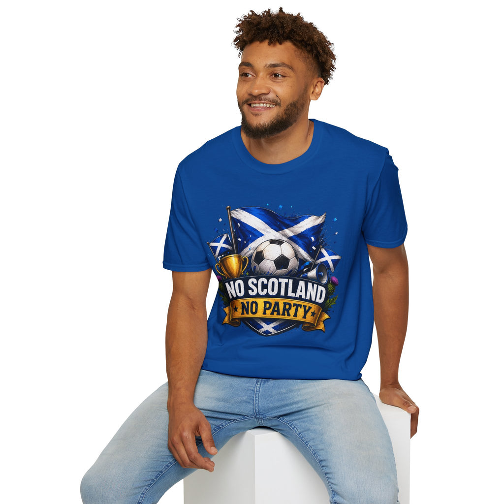 Football World Cup T‑Shirt — 'No Scotland No Party' Soccer Scotland Flag Tee