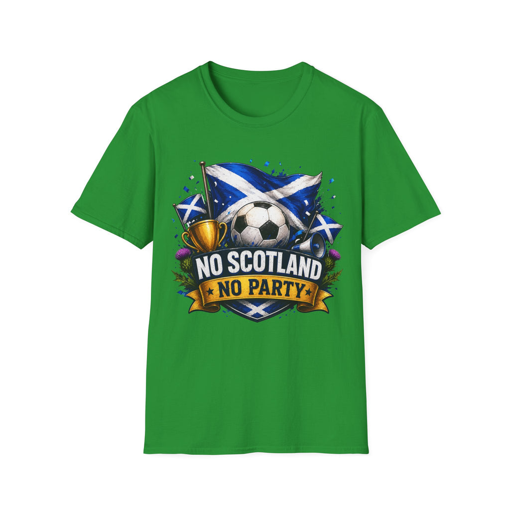 Football World Cup T‑Shirt — 'No Scotland No Party' Soccer Scotland Flag Tee