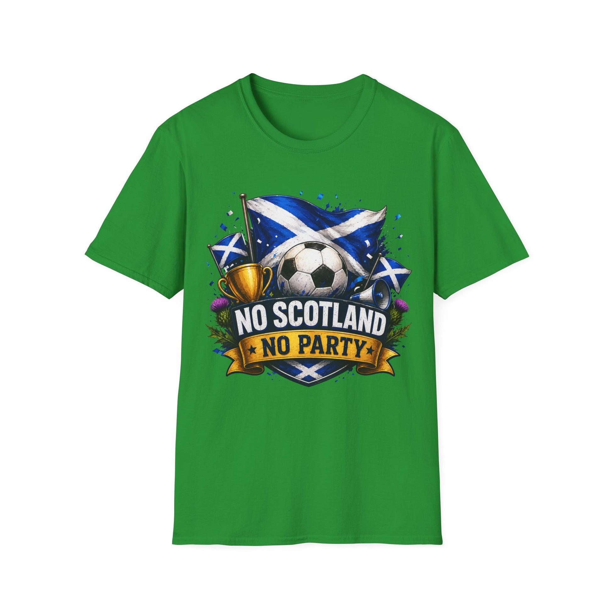 Football World Cup T‑Shirt — 'No Scotland No Party' Soccer Scotland Flag Tee