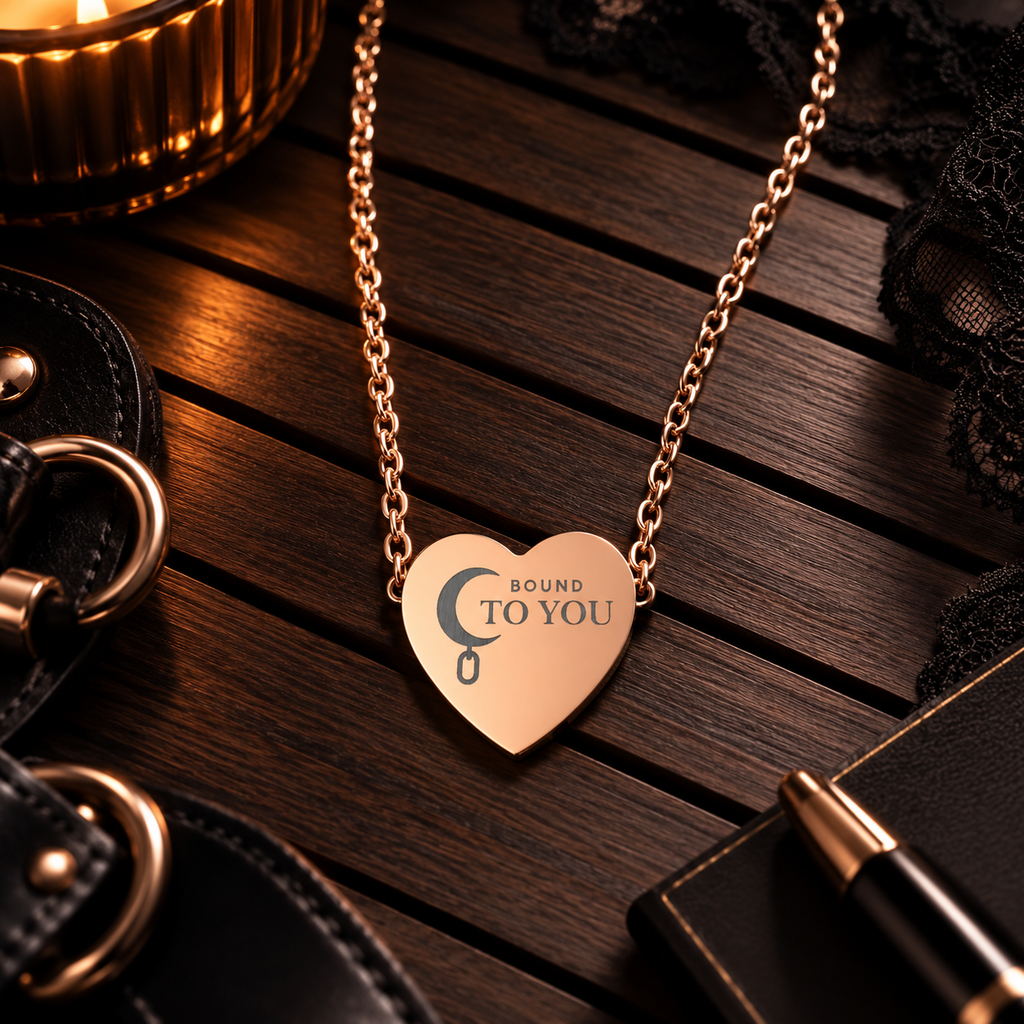 Submission Heart Necklace – “Bound To You” Crescent Moon Pendant | Meaningful Symbolic Jewellery