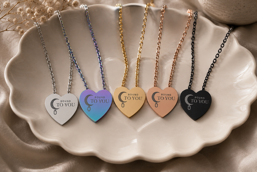 Submission Heart Necklace – “Bound To You” Crescent Moon Pendant | Meaningful Symbolic Jewellery