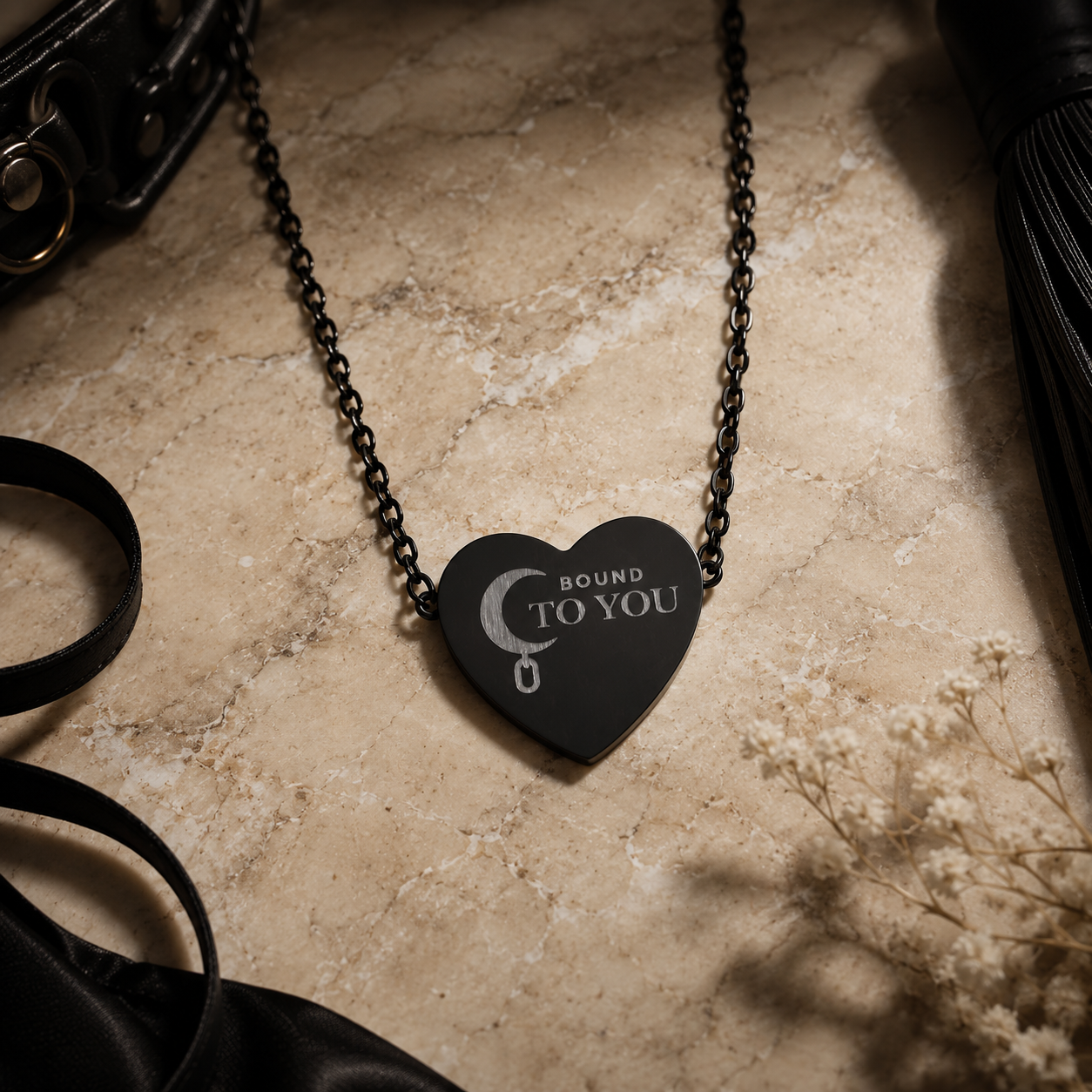 Submission Heart Necklace – “Bound To You” Crescent Moon Pendant | Meaningful Symbolic Jewellery