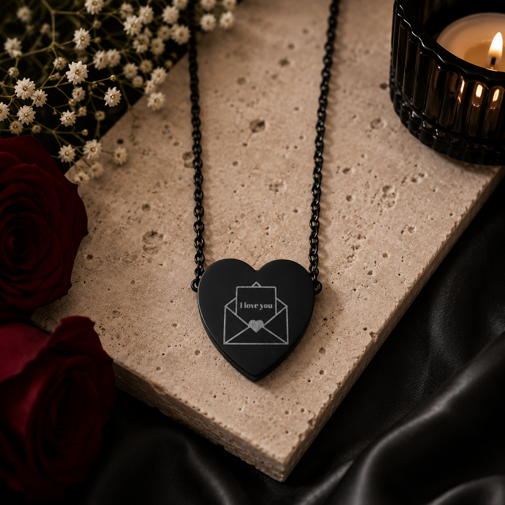 Engraved Heart Necklace Envelope Necklace — Love Letter Pendant - Meaningful Gift For Her
