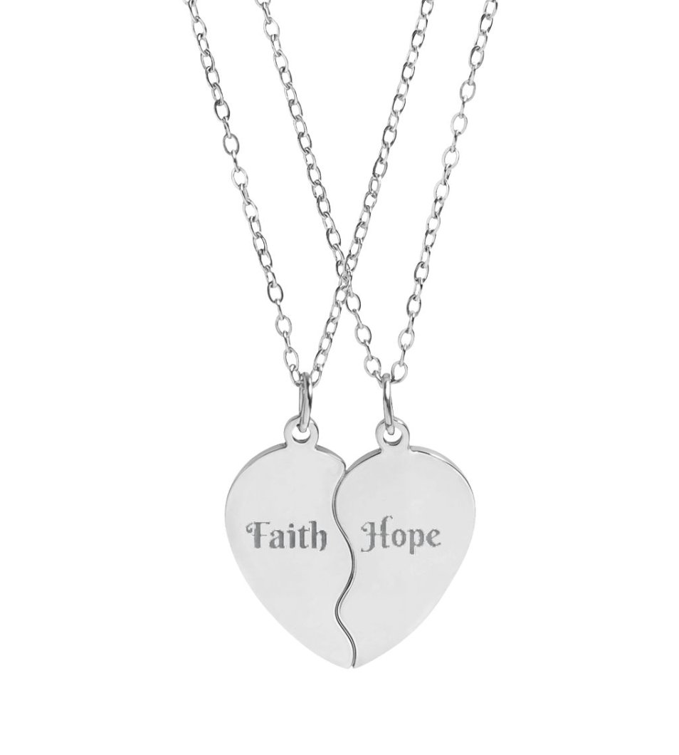 Personalised Break Apart Heart Necklace Set – Custom Best Friend, BFF, Couple, Mother Daughter, Soul Sister Matching Necklaces, Engraved Stainless Steel Gift