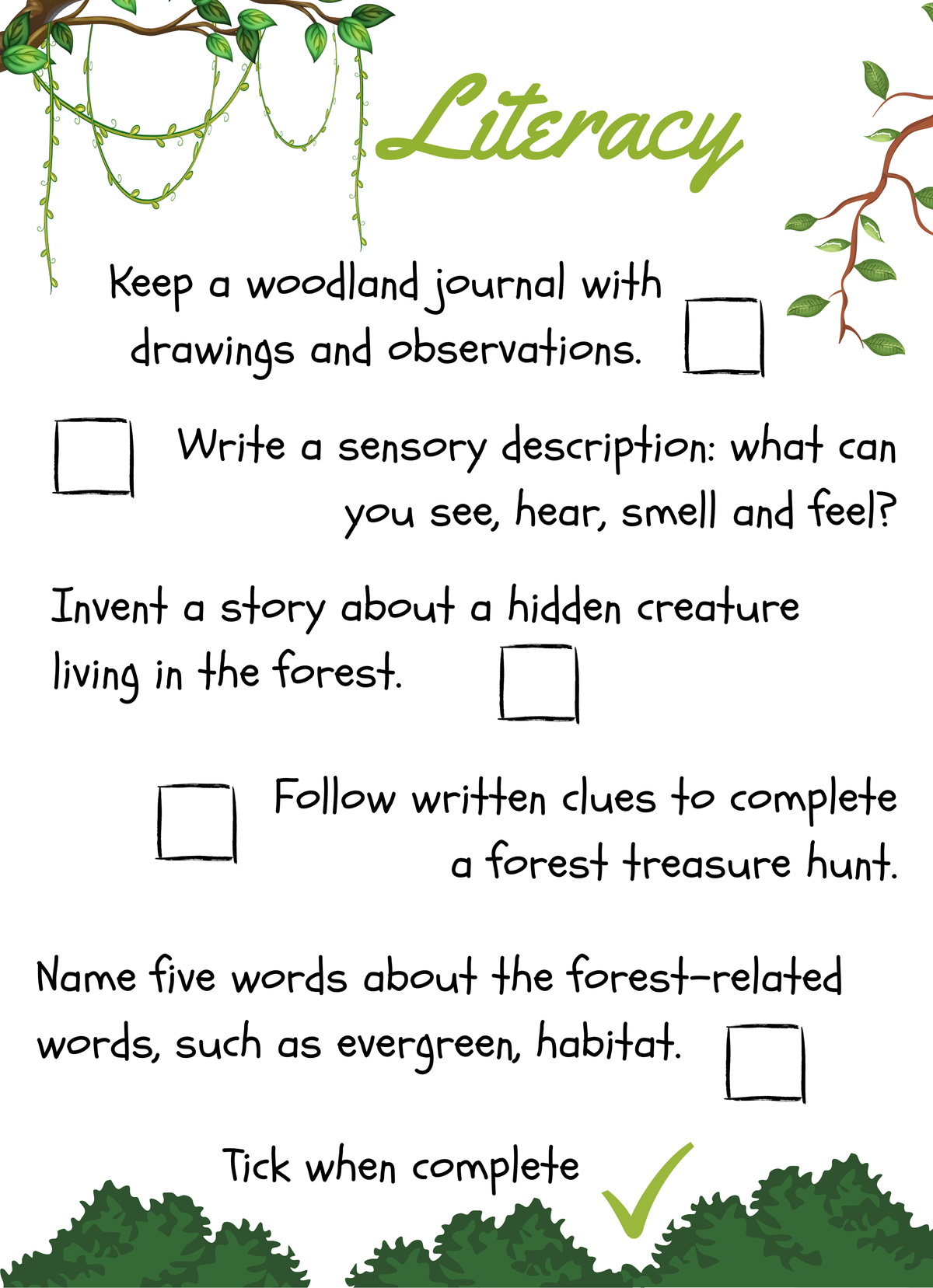 FOREST ADVENTURE FREE PRINTABLE - HOME EDUCATION