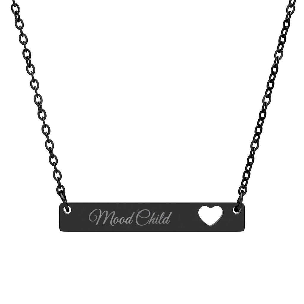 Personalised Cutout Heart Bar Necklace – Custom Name, Date or Message Engraved Necklace | Minimalist Gift for Her
