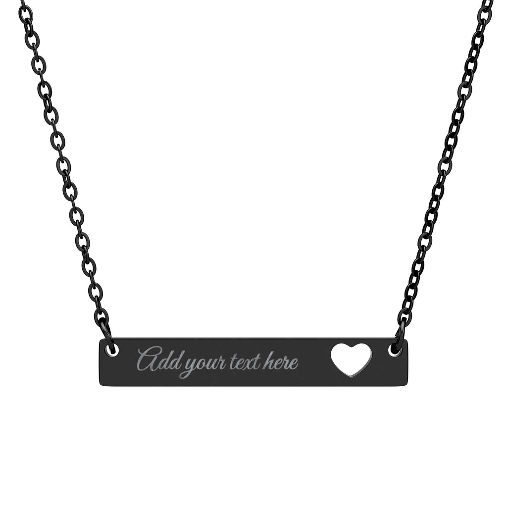 Personalised Cutout Heart Bar Necklace – Custom Name, Date or Message Engraved Necklace | Minimalist Gift for Her