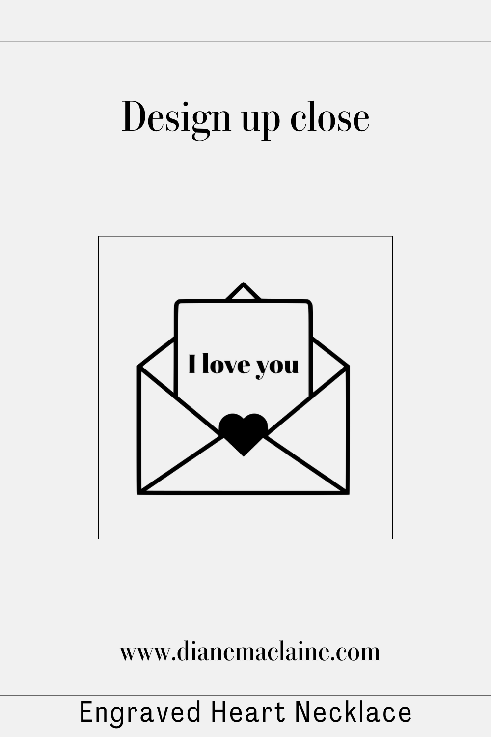 Engraved Heart Necklace with Envelope Design — I Love You — Love Pendant Gift