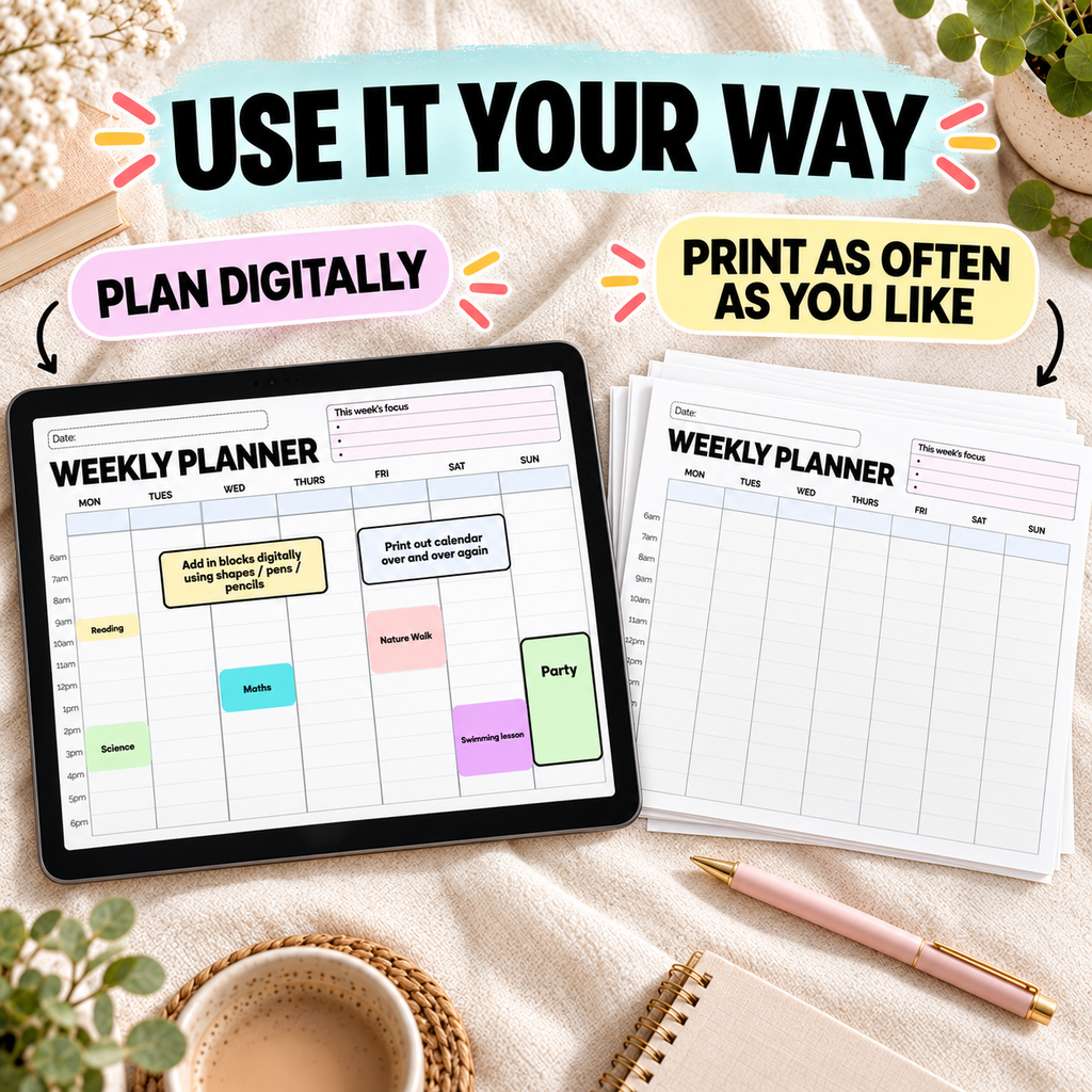 Home Education Planner, A4 Printable and Digital Homeschool Organiser, 50 Page PDF