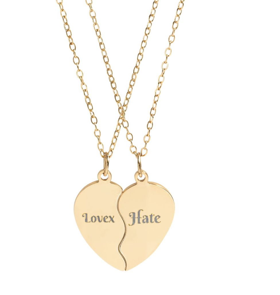Personalised Break Apart Heart Necklace Set – Custom Best Friend, BFF, Couple, Mother Daughter, Soul Sister Matching Necklaces, Engraved Stainless Steel Gift