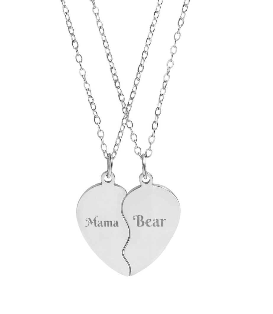 Personalised Break Apart Heart Necklace Set – Custom Best Friend, BFF, Couple, Mother Daughter, Soul Sister Matching Necklaces, Engraved Stainless Steel Gift