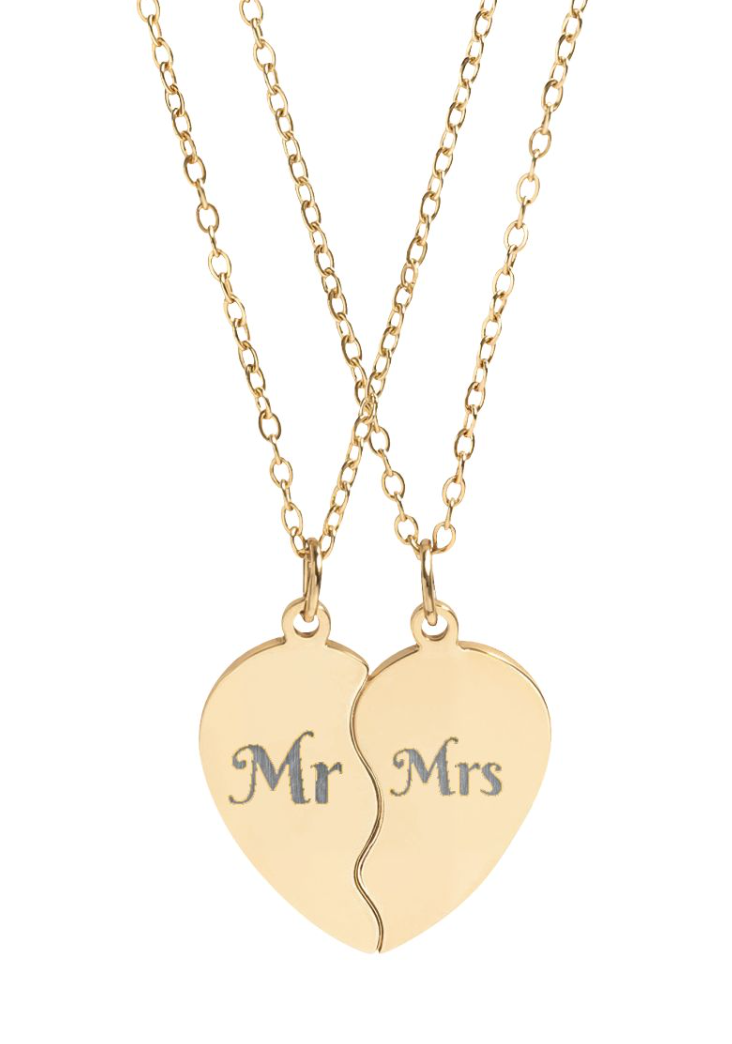 Personalised Break Apart Heart Necklace Set – Custom Best Friend, BFF, Couple, Mother Daughter, Soul Sister Matching Necklaces, Engraved Stainless Steel Gift