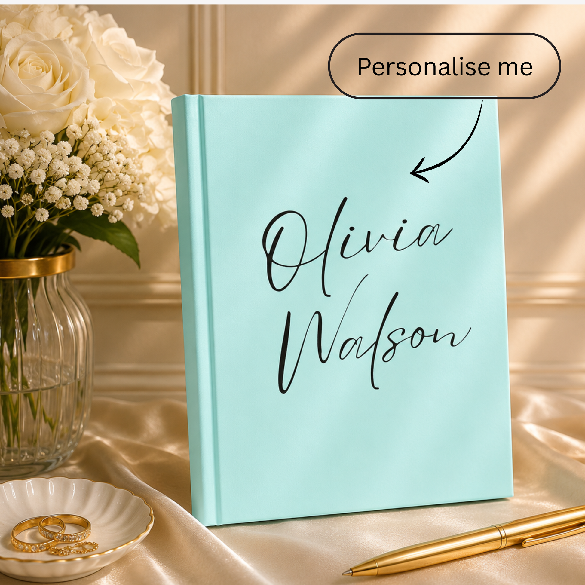 Personalised Hardcover Journal – Custom Name Notebook, A5 Size
