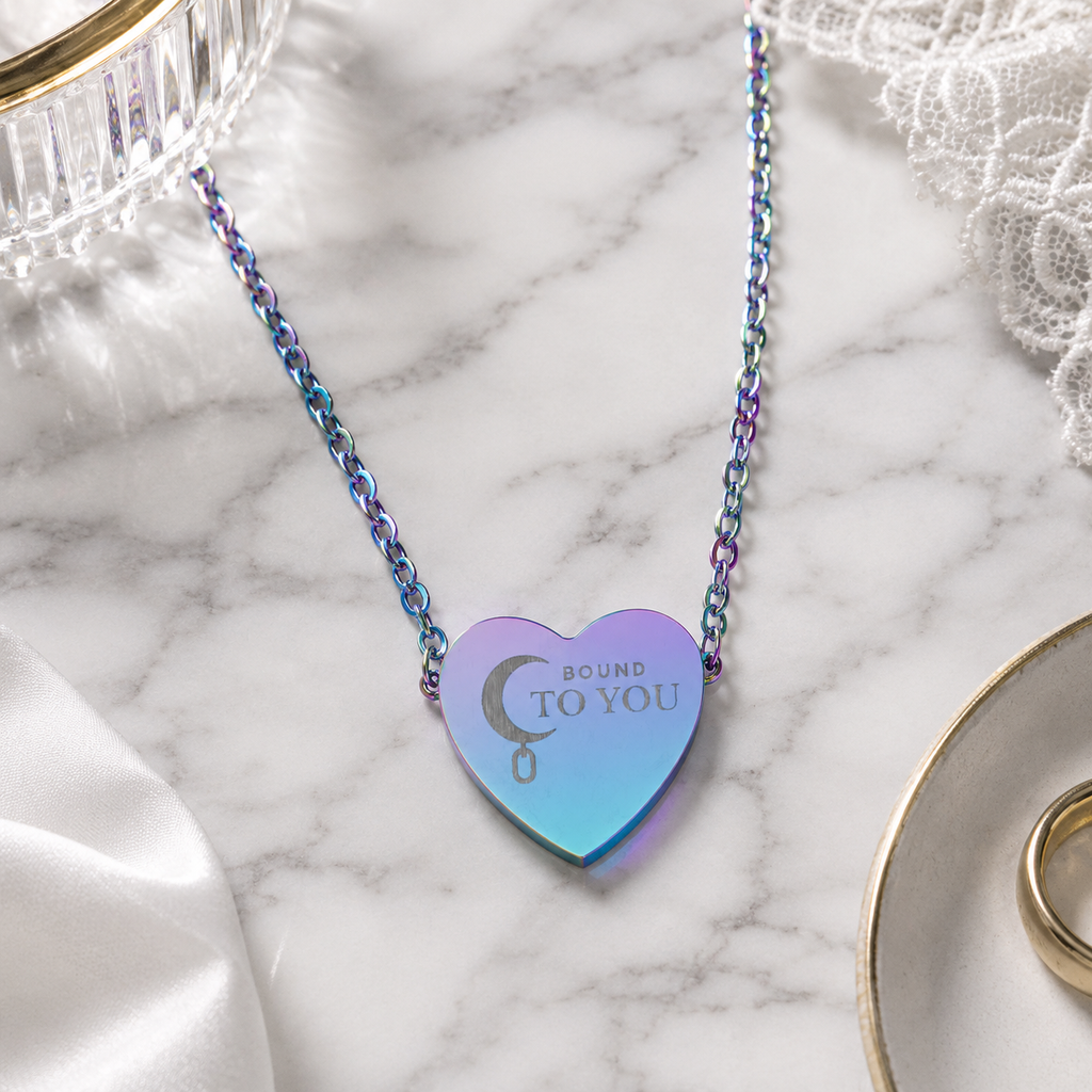 Submission Heart Necklace – “Bound To You” Crescent Moon Pendant | Meaningful Symbolic Jewellery