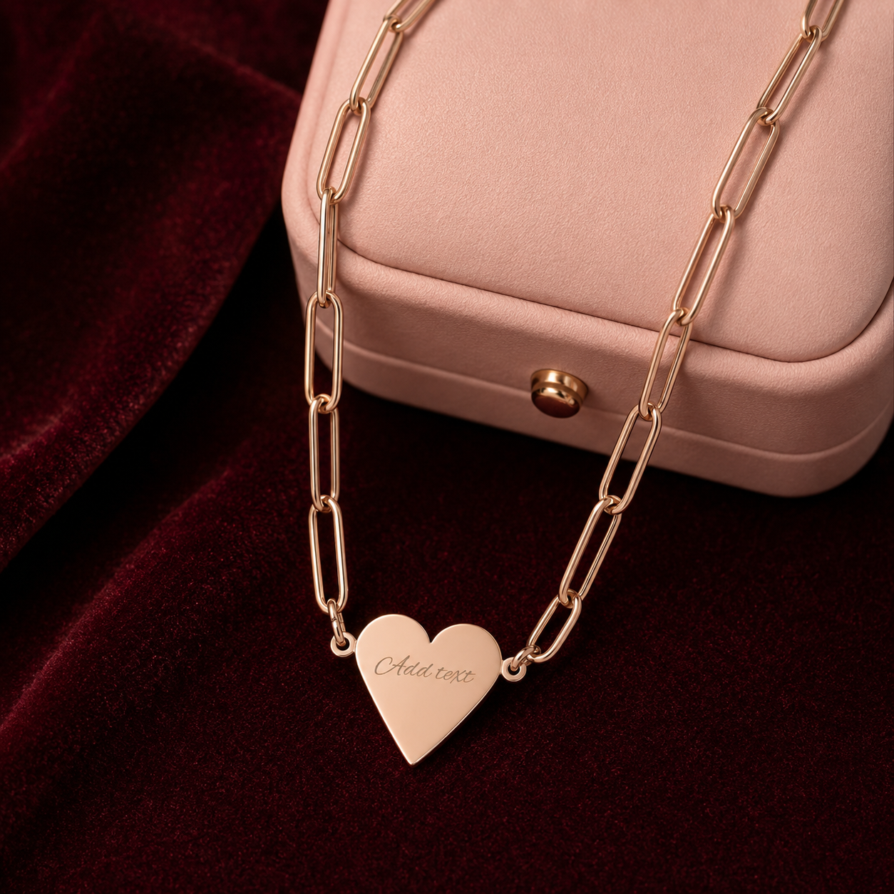 Personalised Heart Necklace - Custom Engraved Paperclip Chain