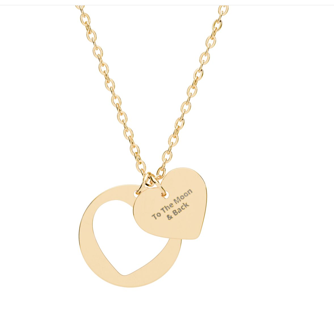 Personalised Heart Necklace | Custom Engraved Name Pendant | Gold, Silver &amp; Rose Gold Gift for Her