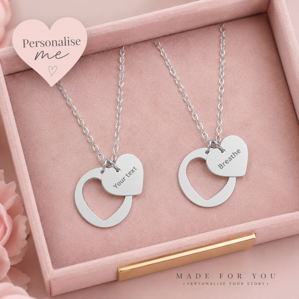 Personalised Heart Necklace | Custom Engraved Name Pendant | Gold, Silver &amp; Rose Gold Gift for Her