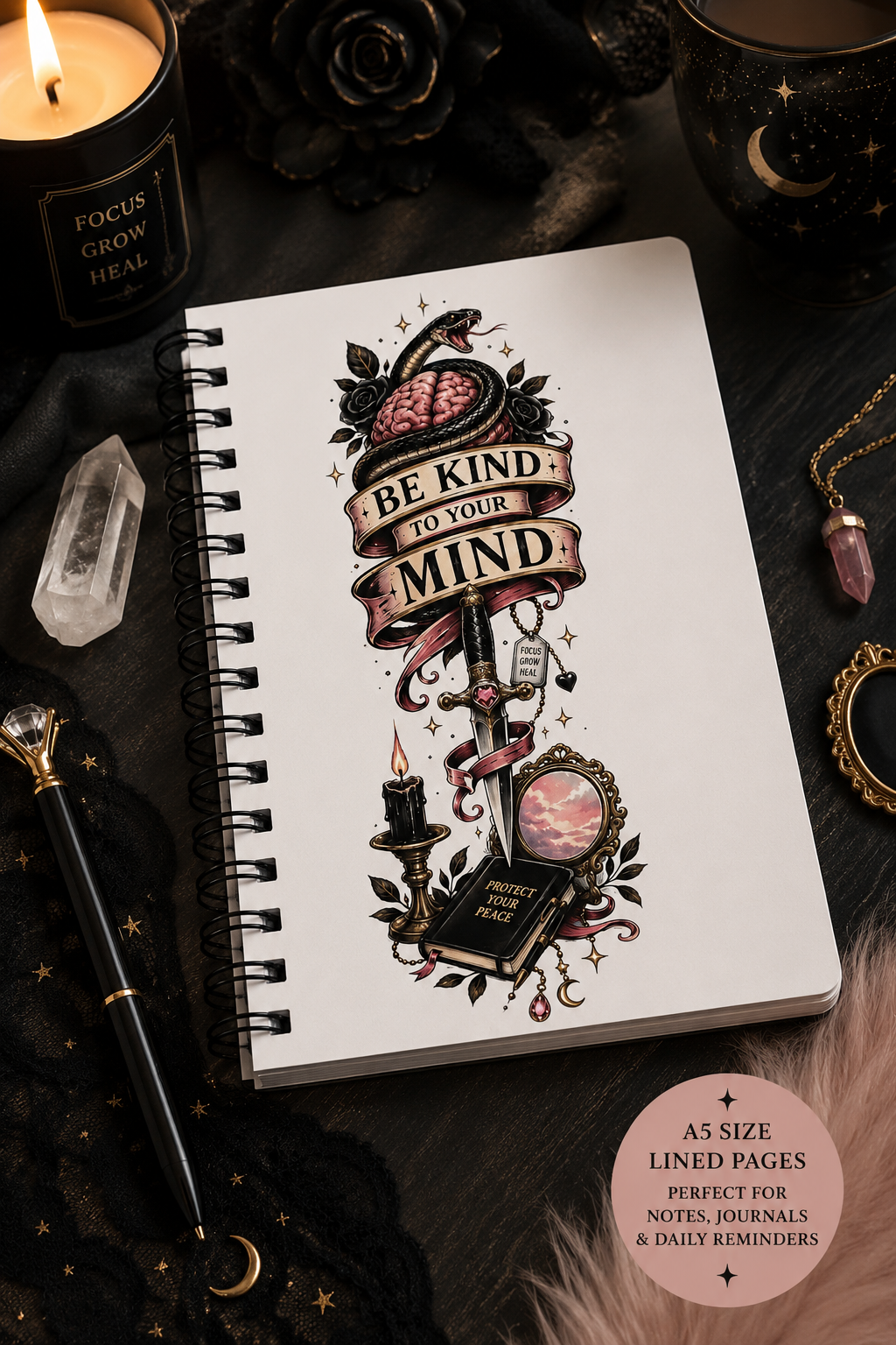 Be Kind To Your Mind - A5 Lined Spiral Notebook