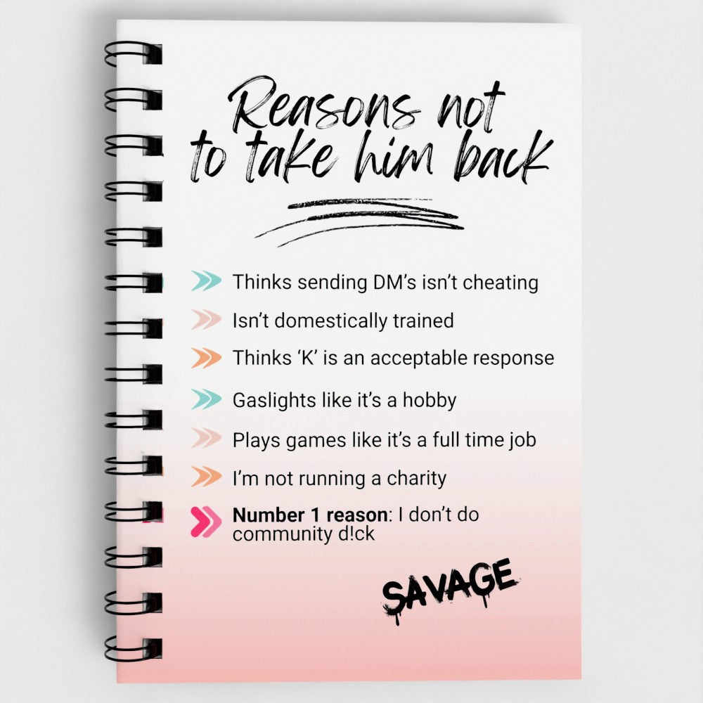 Reasons Not To Take Him Back Spiral Notebook