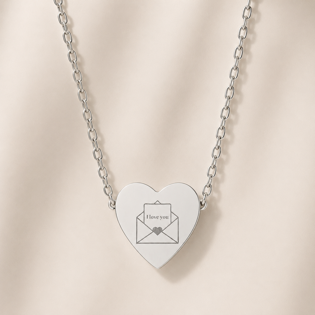 Engraved Heart Necklace Envelope Necklace — Love Letter Pendant - Meaningful Gift For Her