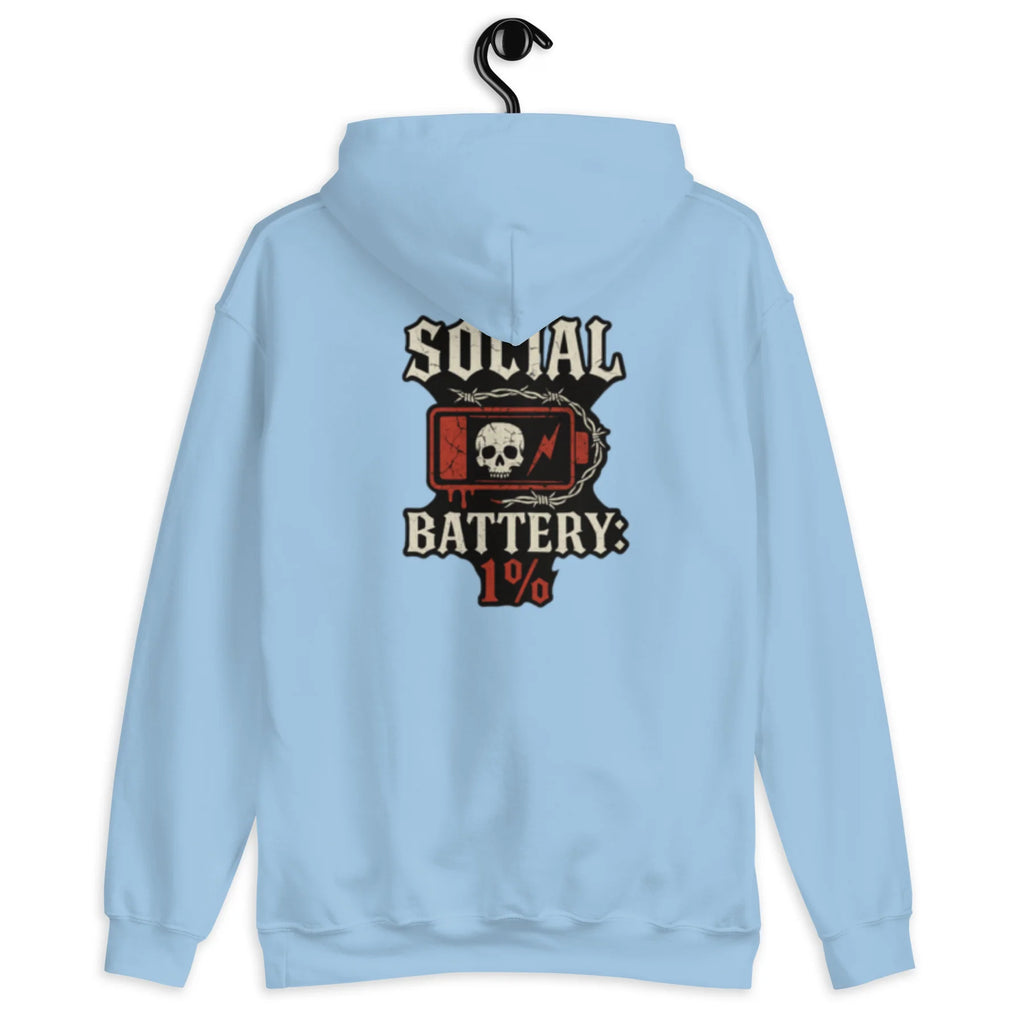 Social Battery Low - Back Print Unisex Hoodie