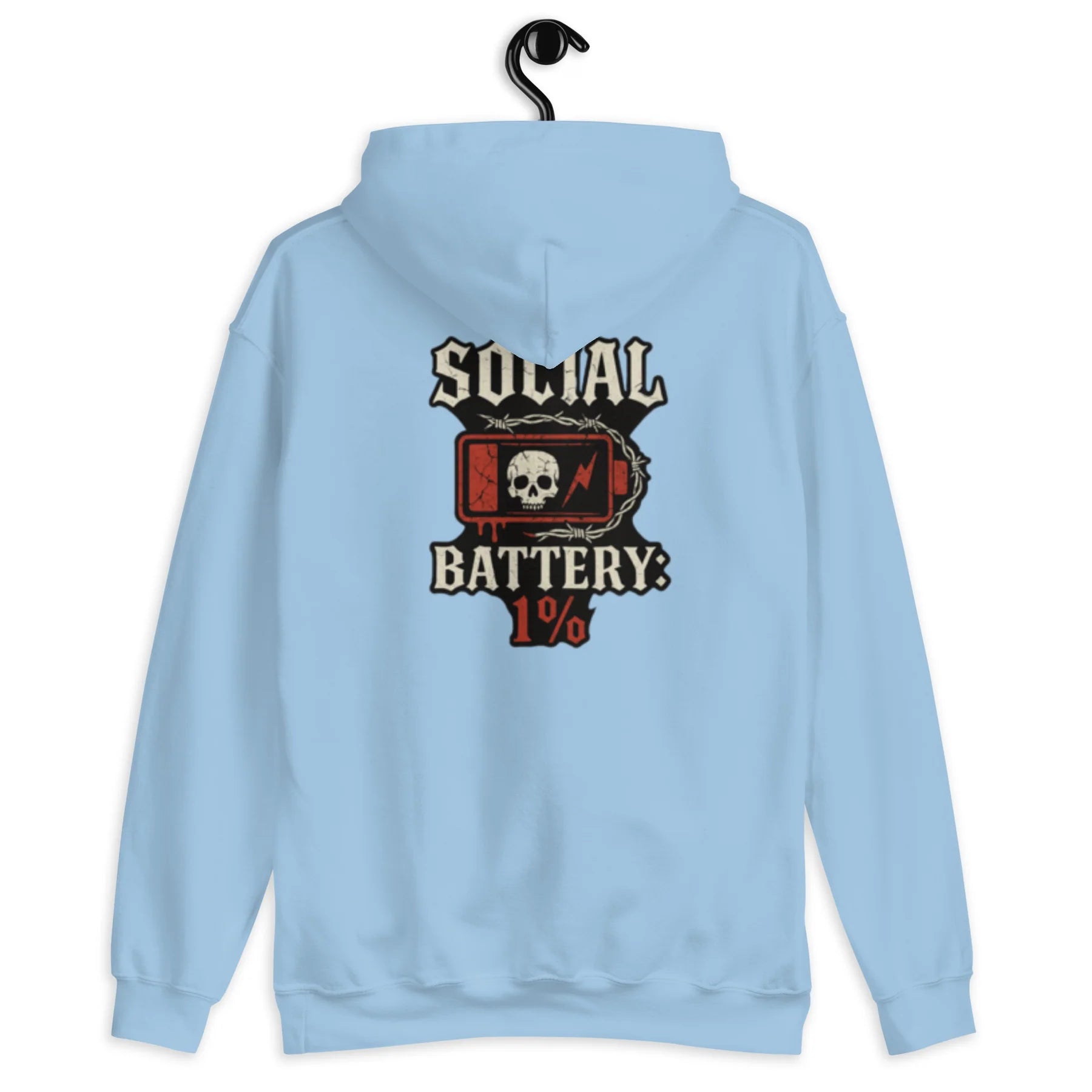 Social Battery Low - Back Print Unisex Hoodie