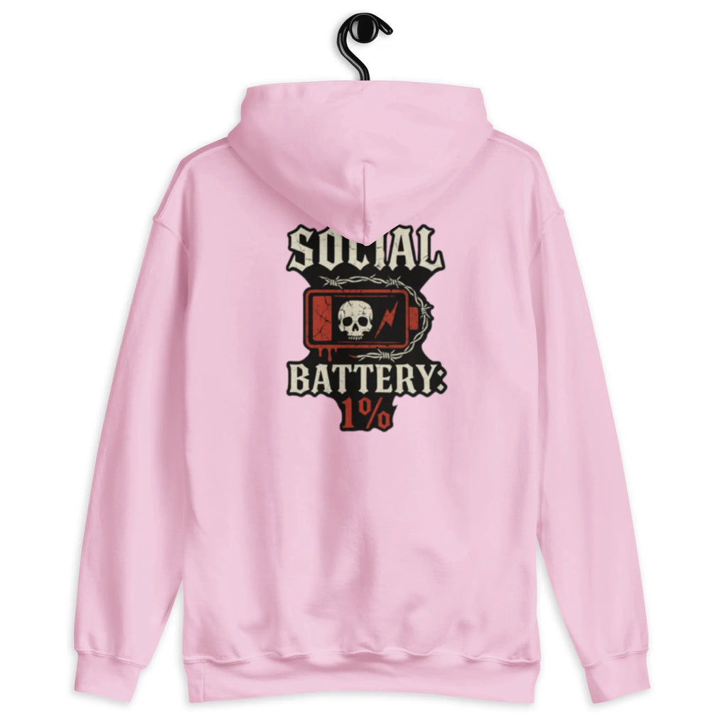 Social Battery Low - Back Print Unisex Hoodie