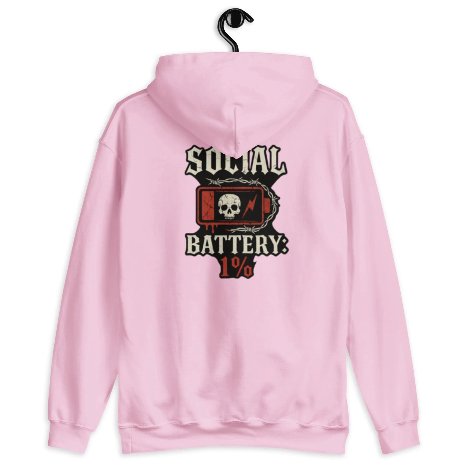 Social Battery Low - Back Print Unisex Hoodie