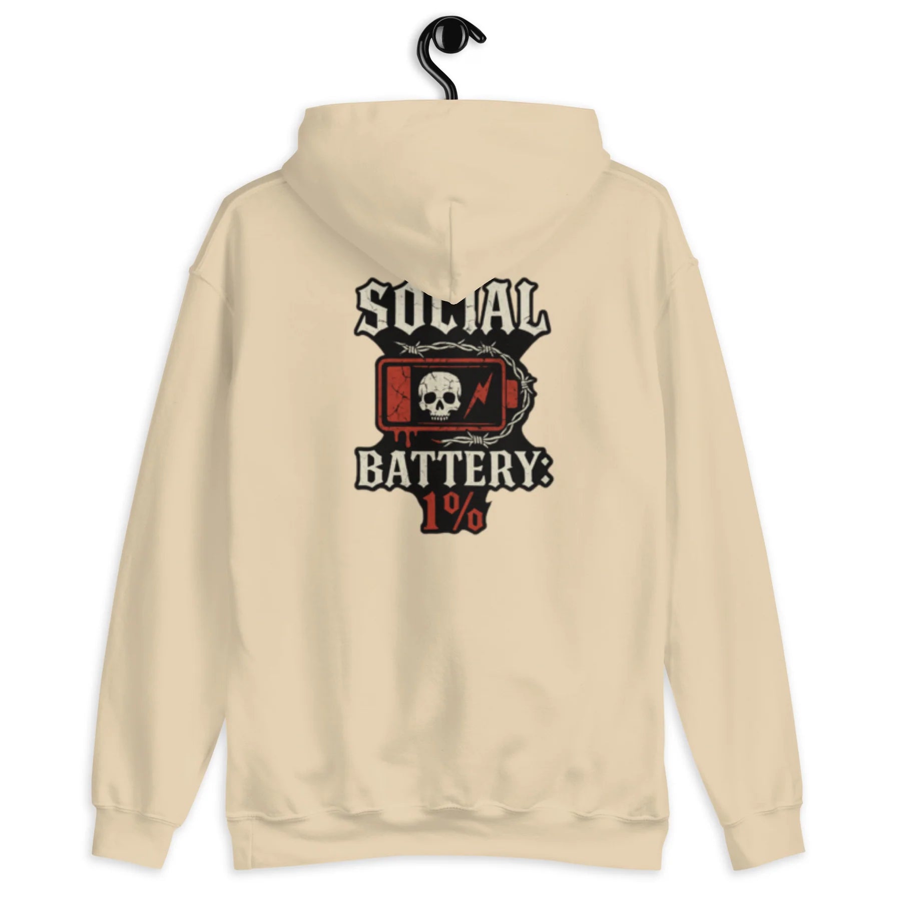 Social Battery Low - Back Print Unisex Hoodie