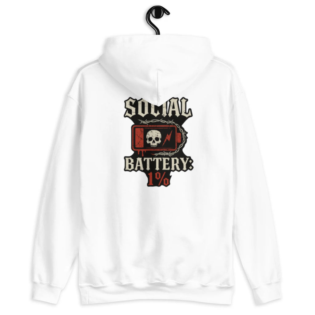 Social Battery Low - Back Print Unisex Hoodie
